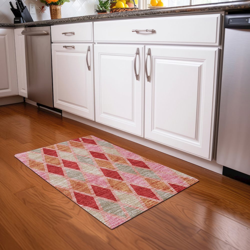 Premium Machine Washable Mayfield AMF887 Pink 1'8" x 2'6" Rug. Picture 5