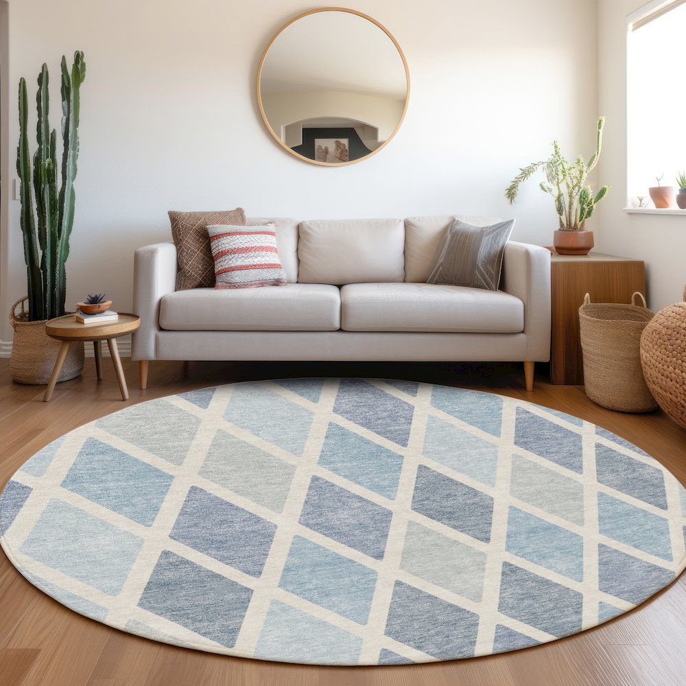 Premium Machine Washable Mayfield AMF887 Sky 8' x 8' Round Rug. Picture 5