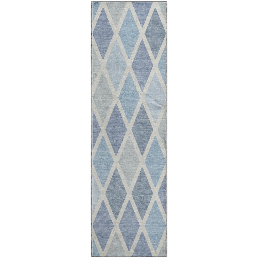Premium Machine Washable Mayfield AMF887 Sky 2'3" x 7'6" Runner Rug. Picture 1