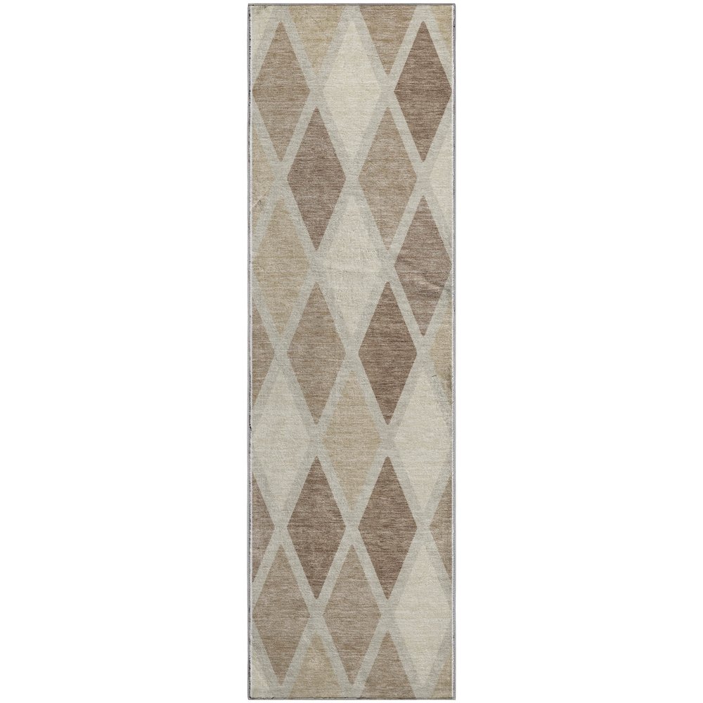 Premium Machine Washable Mayfield AMF887 Taupe 2'3" x 7'6" Runner Rug. Picture 1