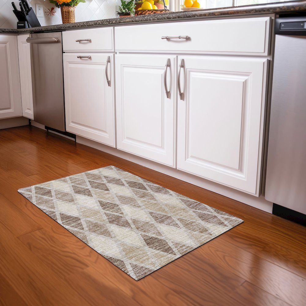 Premium Machine Washable Mayfield AMF887 Taupe 1'8" x 2'6" Rug. Picture 5