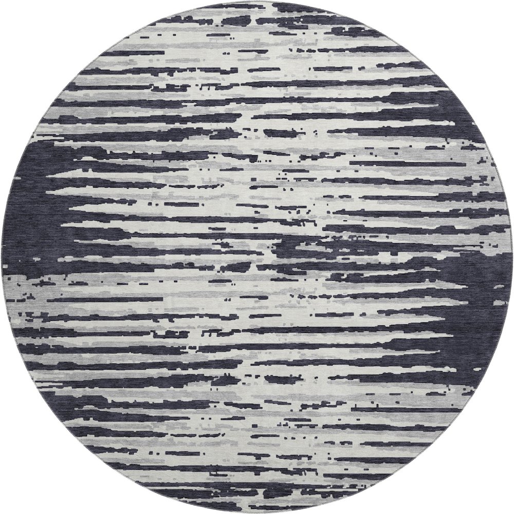 Premium Machine Washable Mayfield AMF888 Black 8' x 8' Round Rug. Picture 1