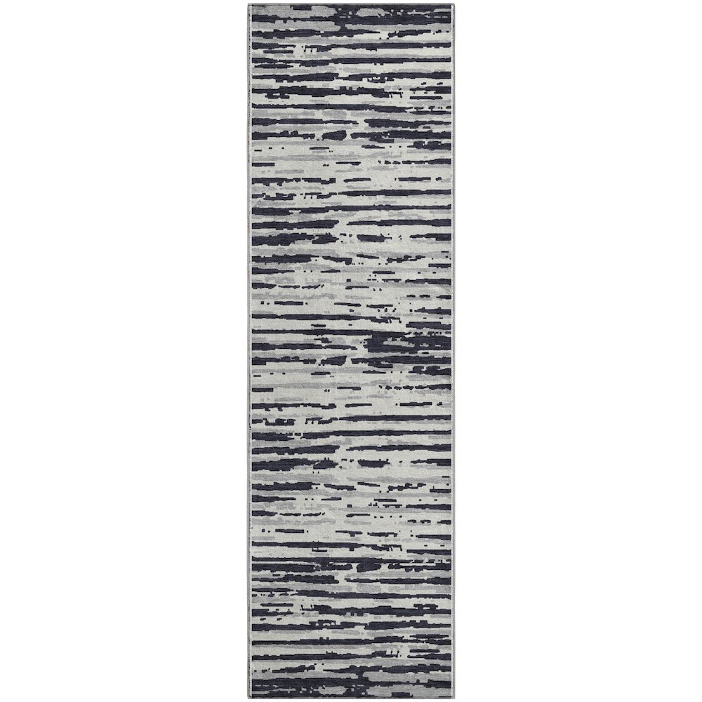 Premium Machine Washable Mayfield AMF888 Black 2'3" x 7'6" Runner Rug. Picture 1