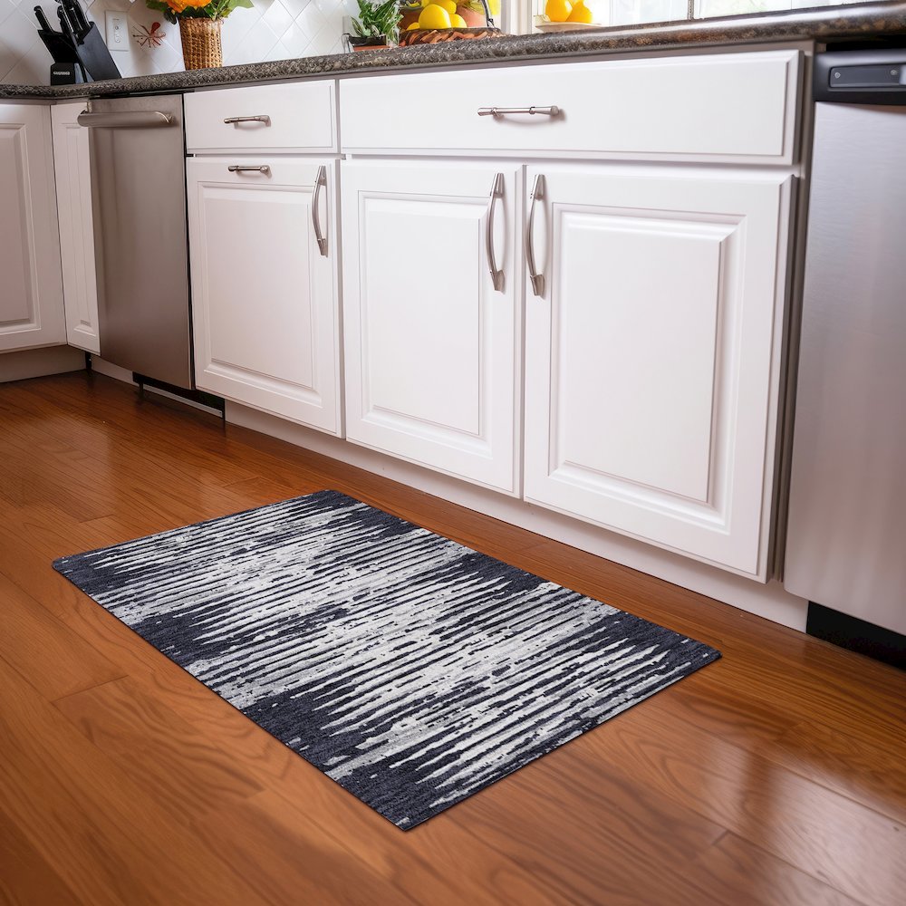 Premium Machine Washable Mayfield AMF888 Black 1'8" x 2'6" Rug. Picture 5