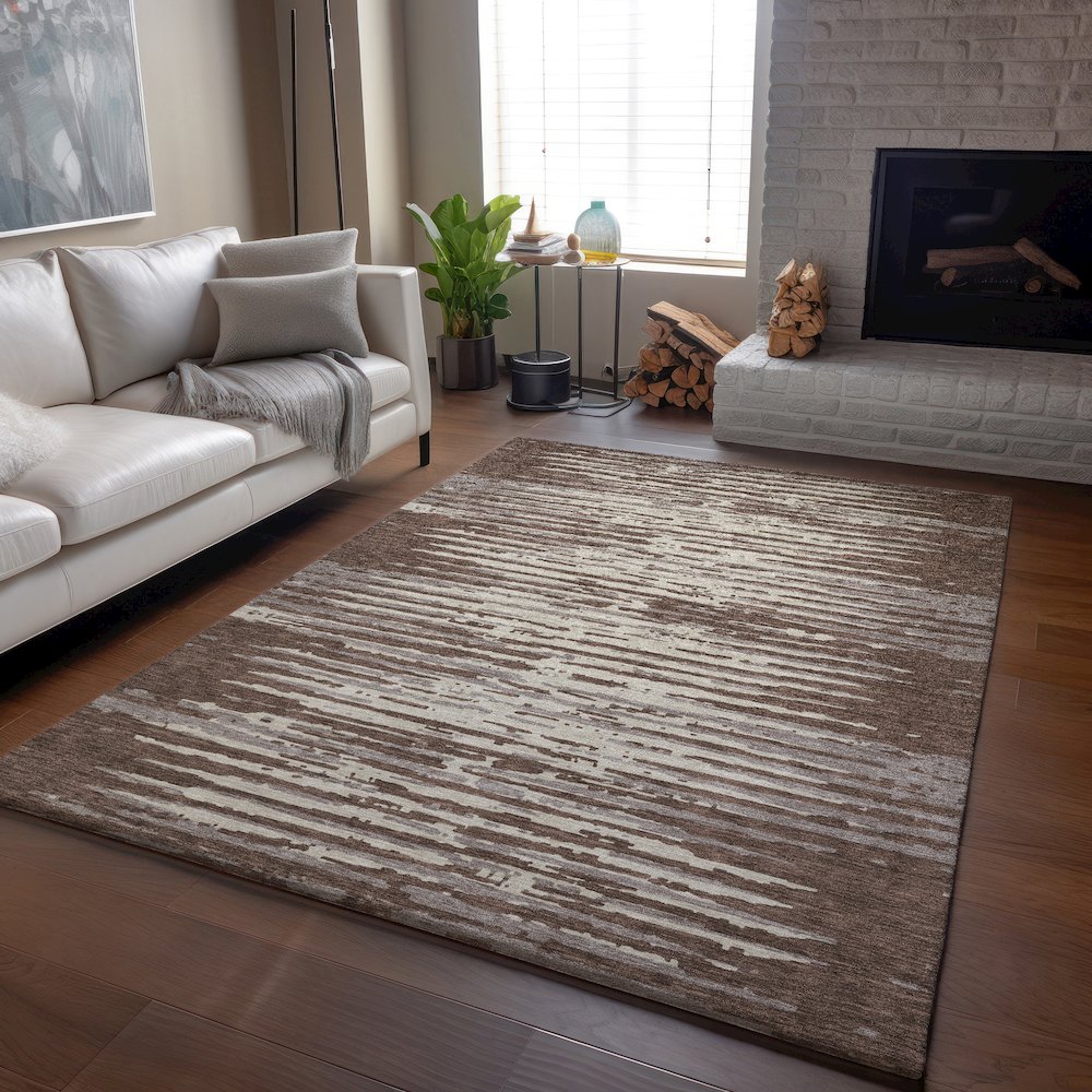 Premium Machine Washable Mayfield AMF888 Brown 2'6" x 3'10" Rug. Picture 6