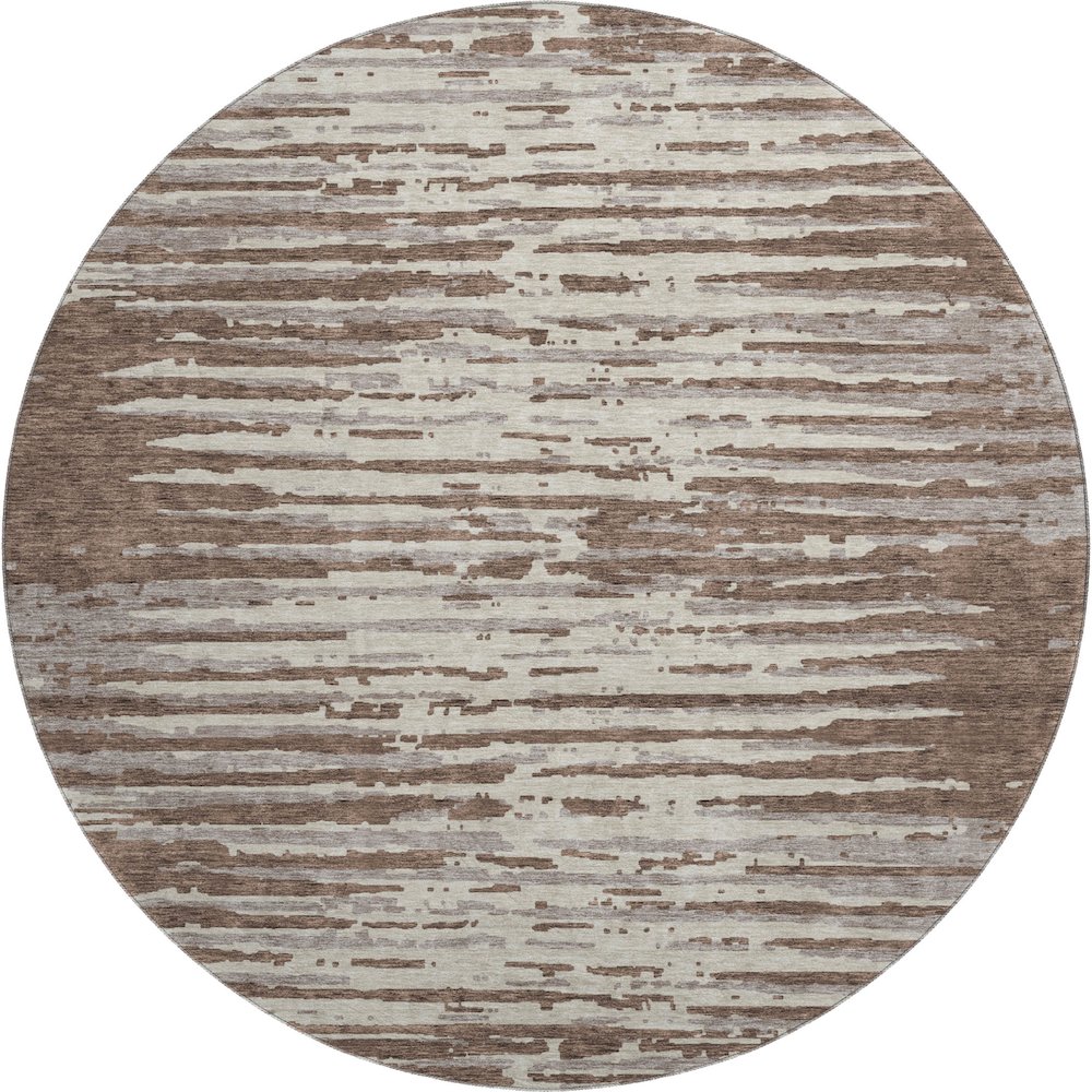 Premium Machine Washable Mayfield AMF888 Brown 8' x 8' Round Rug. Picture 1