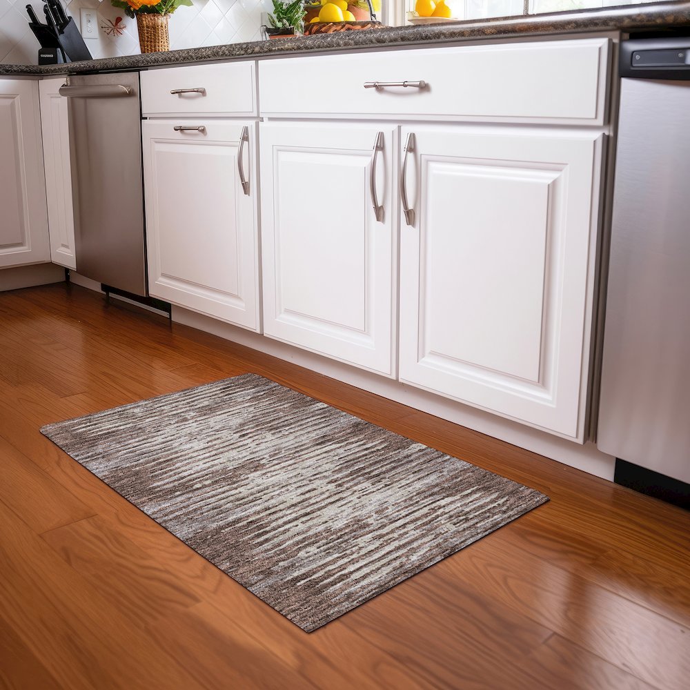 Premium Machine Washable Mayfield AMF888 Brown 1'8" x 2'6" Rug. Picture 5