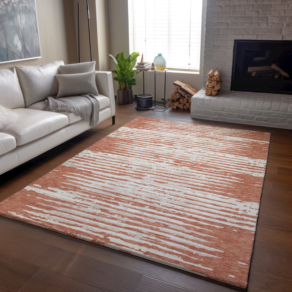 Premium Machine Washable Mayfield AMF888 Coral 2'6" x 3'10" Rug. Picture 6