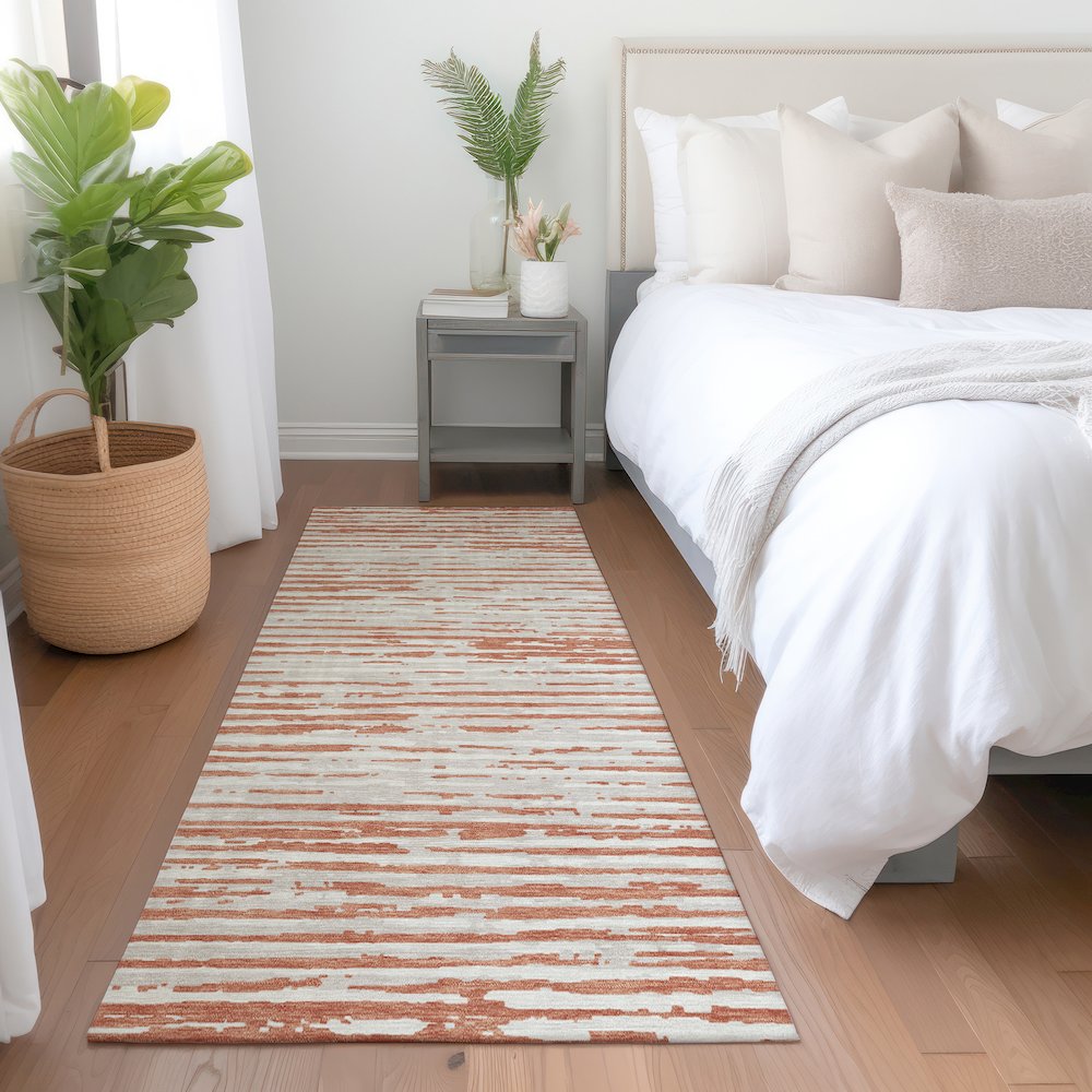 Premium Machine Washable Mayfield AMF888 Coral 2'3" x 7'6" Runner Rug. Picture 5