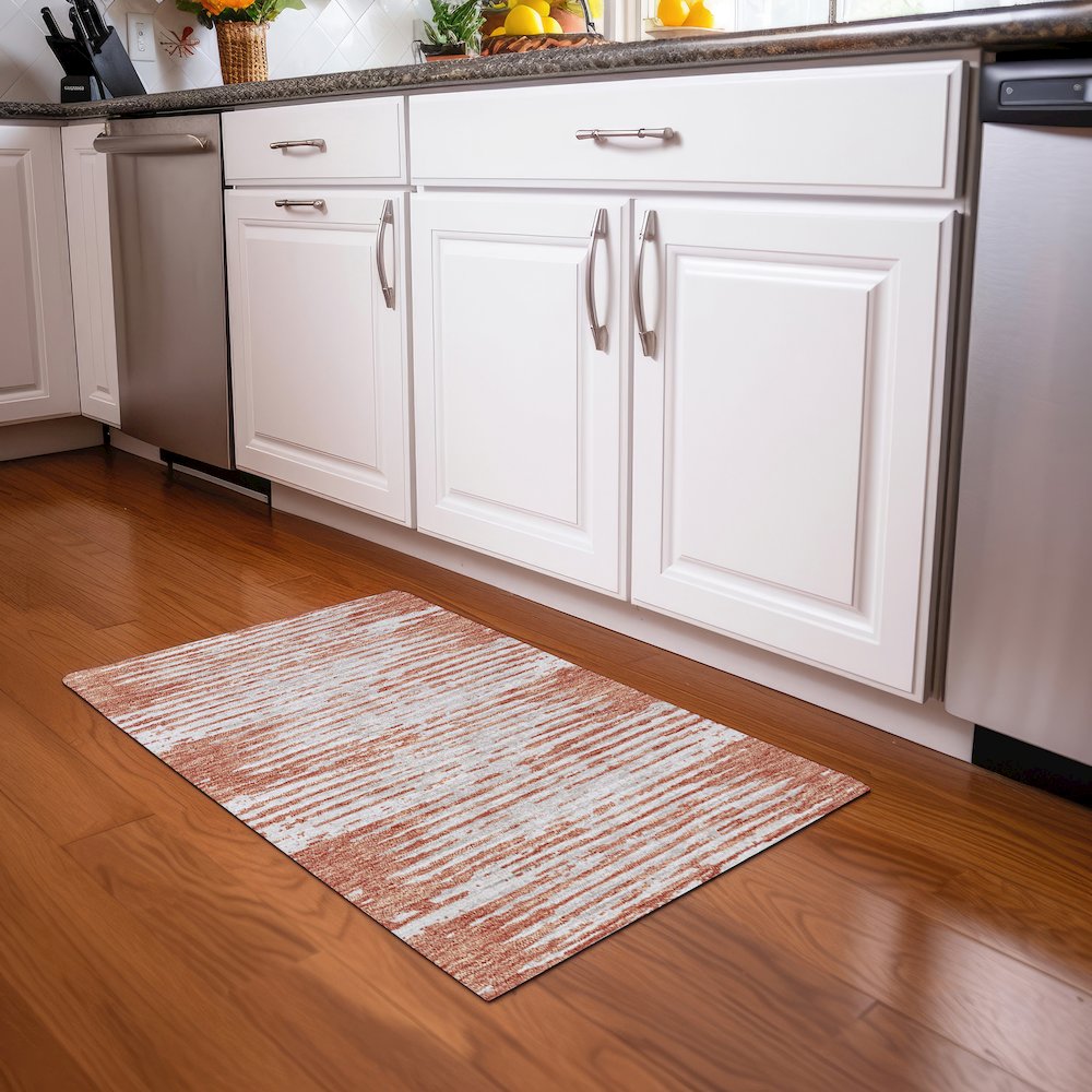 Premium Machine Washable Mayfield AMF888 Coral 1'8" x 2'6" Rug. Picture 5