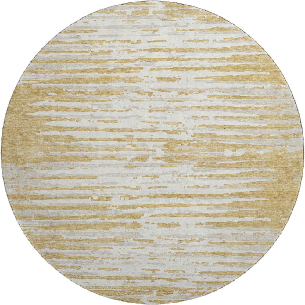 Premium Machine Washable Mayfield AMF888 Gold 8' x 8' Round Rug. Picture 1
