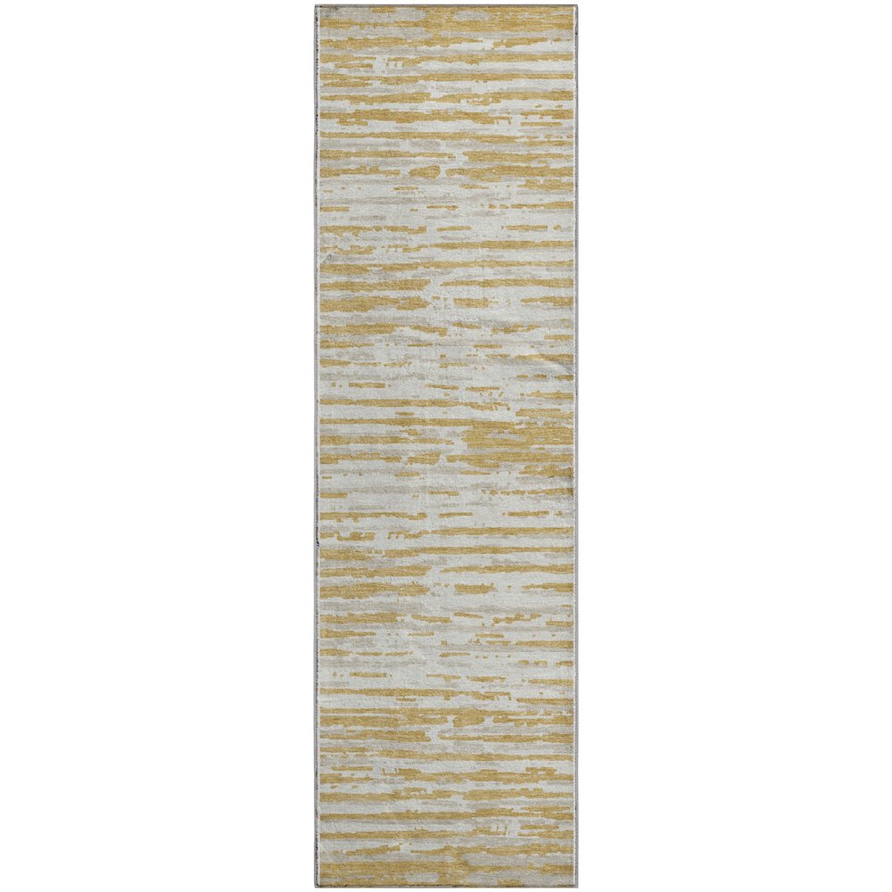 Premium Machine Washable Mayfield AMF888 Gold 2'3" x 7'6" Runner Rug. Picture 1