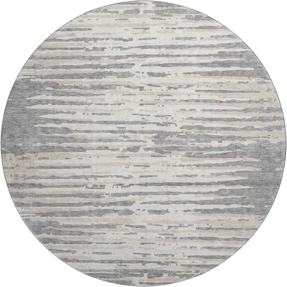 Premium Machine Washable Mayfield AMF888 Gray 8' x 8' Round Rug. Picture 1