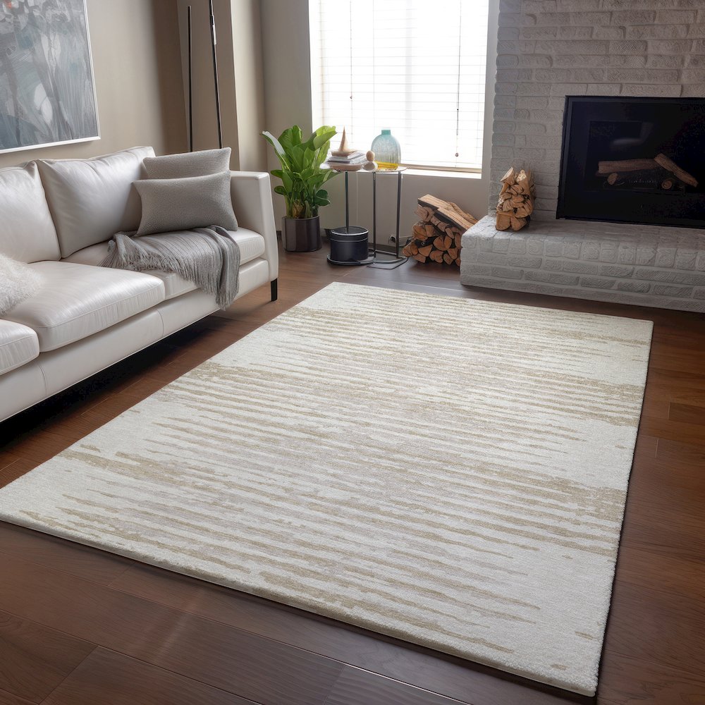 Premium Machine Washable Mayfield AMF888 Ivory 2'6" x 3'10" Rug. Picture 6