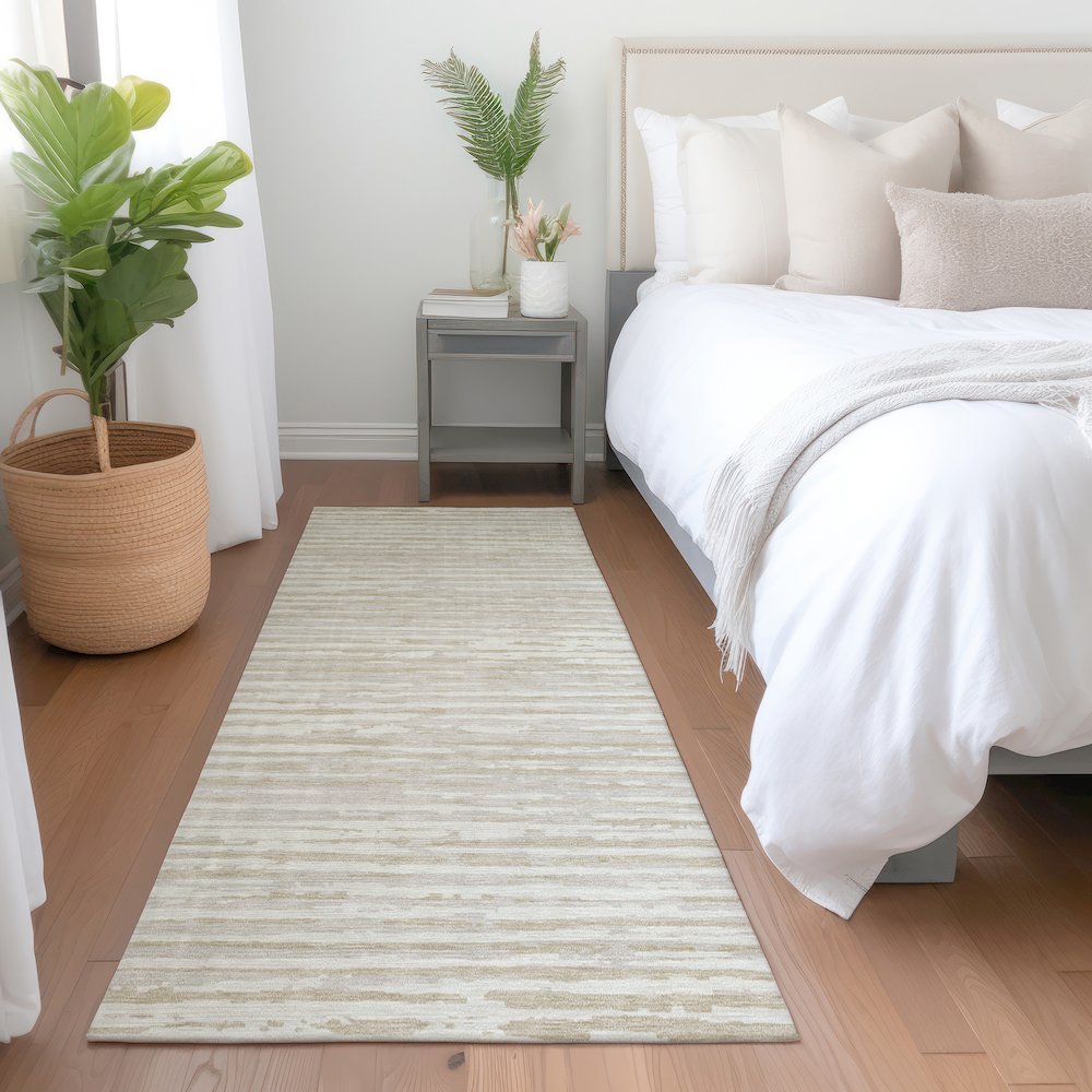 Premium Machine Washable Mayfield AMF888 Ivory 2'3" x 7'6" Runner Rug. Picture 5