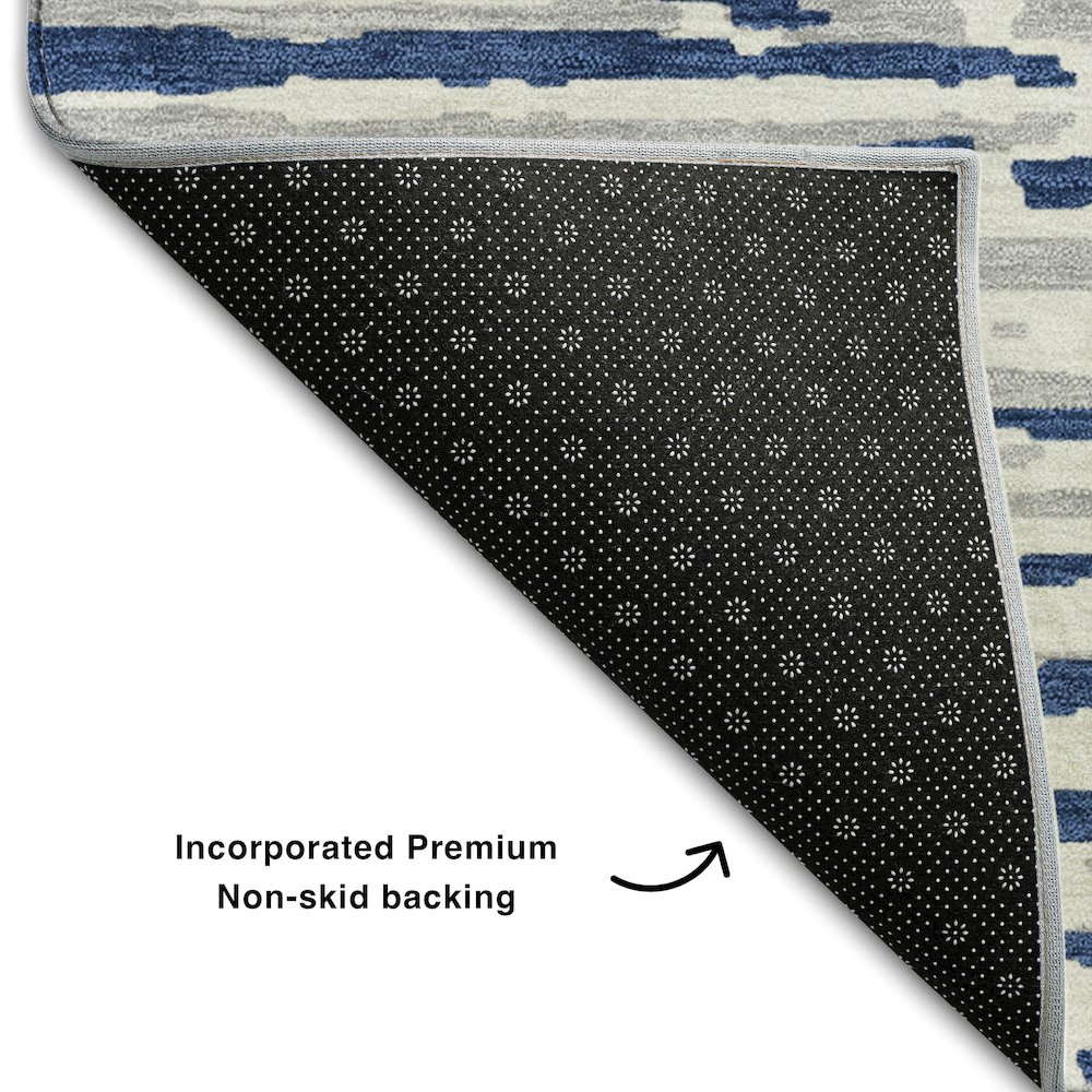 Premium Machine Washable Mayfield AMF888 Navy 1'8" x 2'6" Rug. Picture 2
