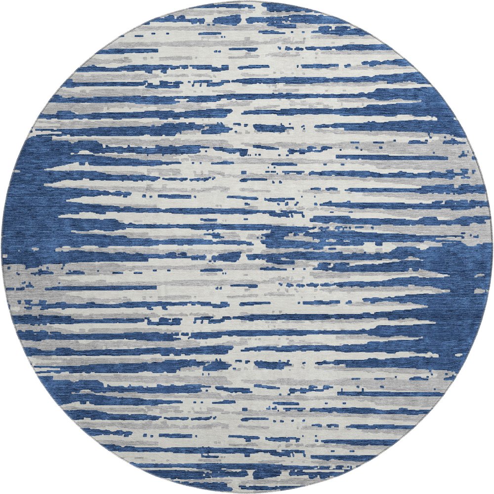 Premium Machine Washable Mayfield AMF888 Navy 8' x 8' Round Rug. Picture 1