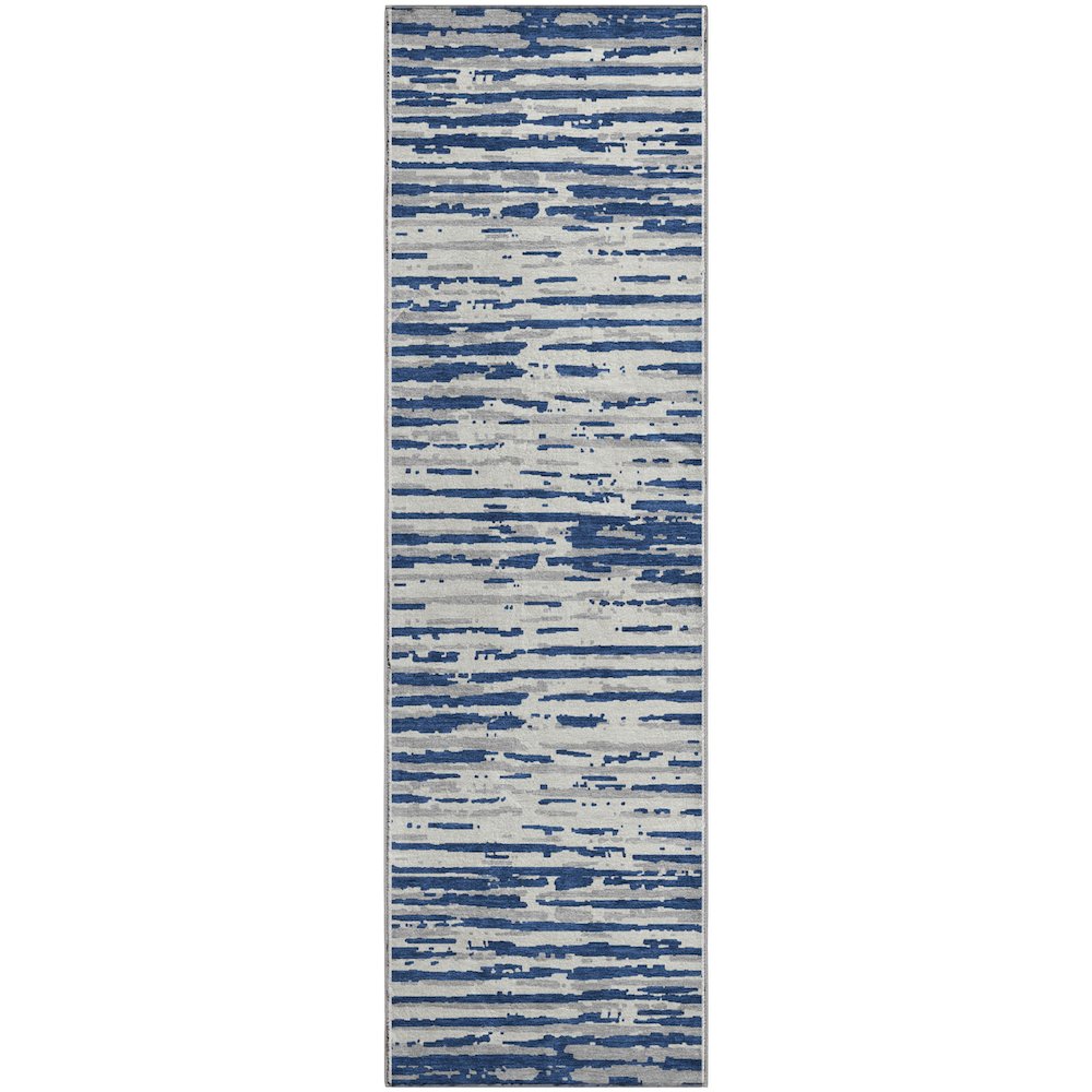 Premium Machine Washable Mayfield AMF888 Navy 2'3" x 7'6" Runner Rug. Picture 1