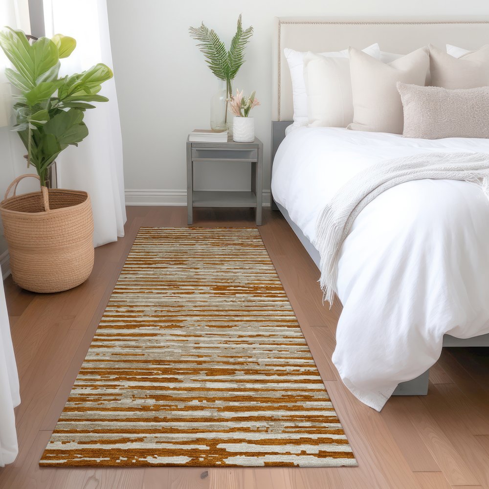 Premium Machine Washable Mayfield AMF888 Paprika 2'3" x 7'6" Runner Rug. Picture 5