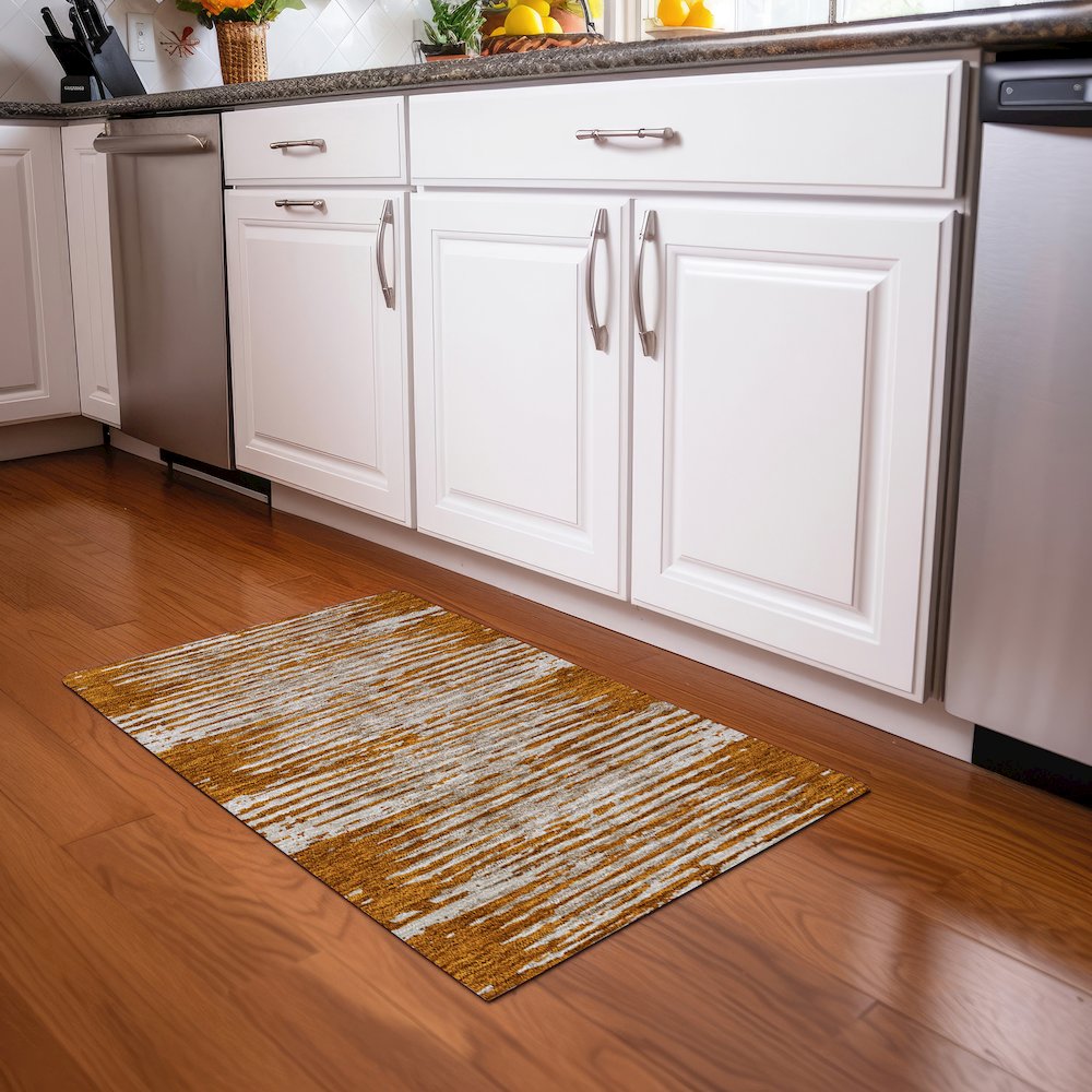 Premium Machine Washable Mayfield AMF888 Paprika 1'8" x 2'6" Rug. Picture 5