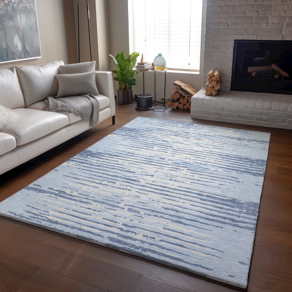 Premium Machine Washable Mayfield AMF888 Sky 2'6" x 3'10" Rug. Picture 6