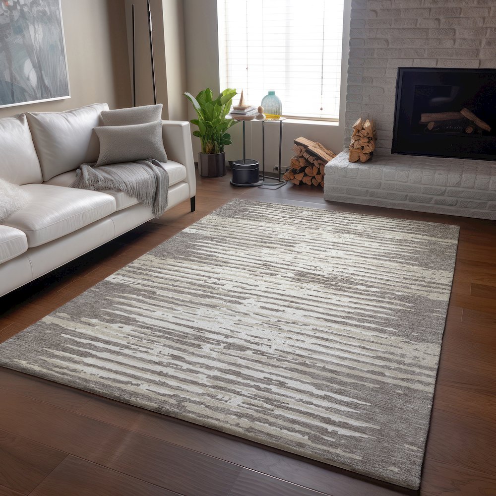 Premium Machine Washable Mayfield AMF888 Taupe 2'6" x 3'10" Rug. Picture 6