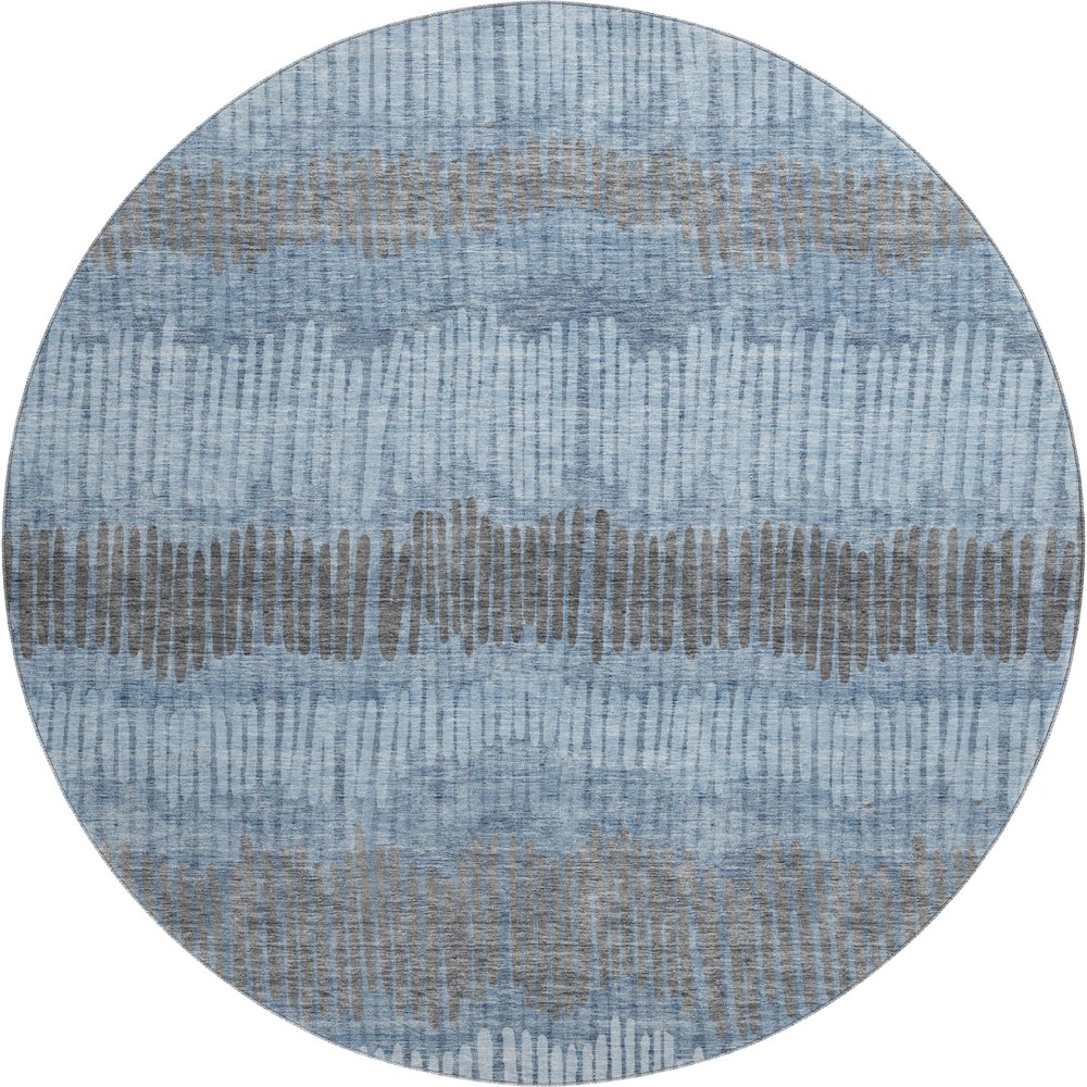 Premium Machine Washable Mayfield AMF889 Blue 8' x 8' Round Rug. Picture 1