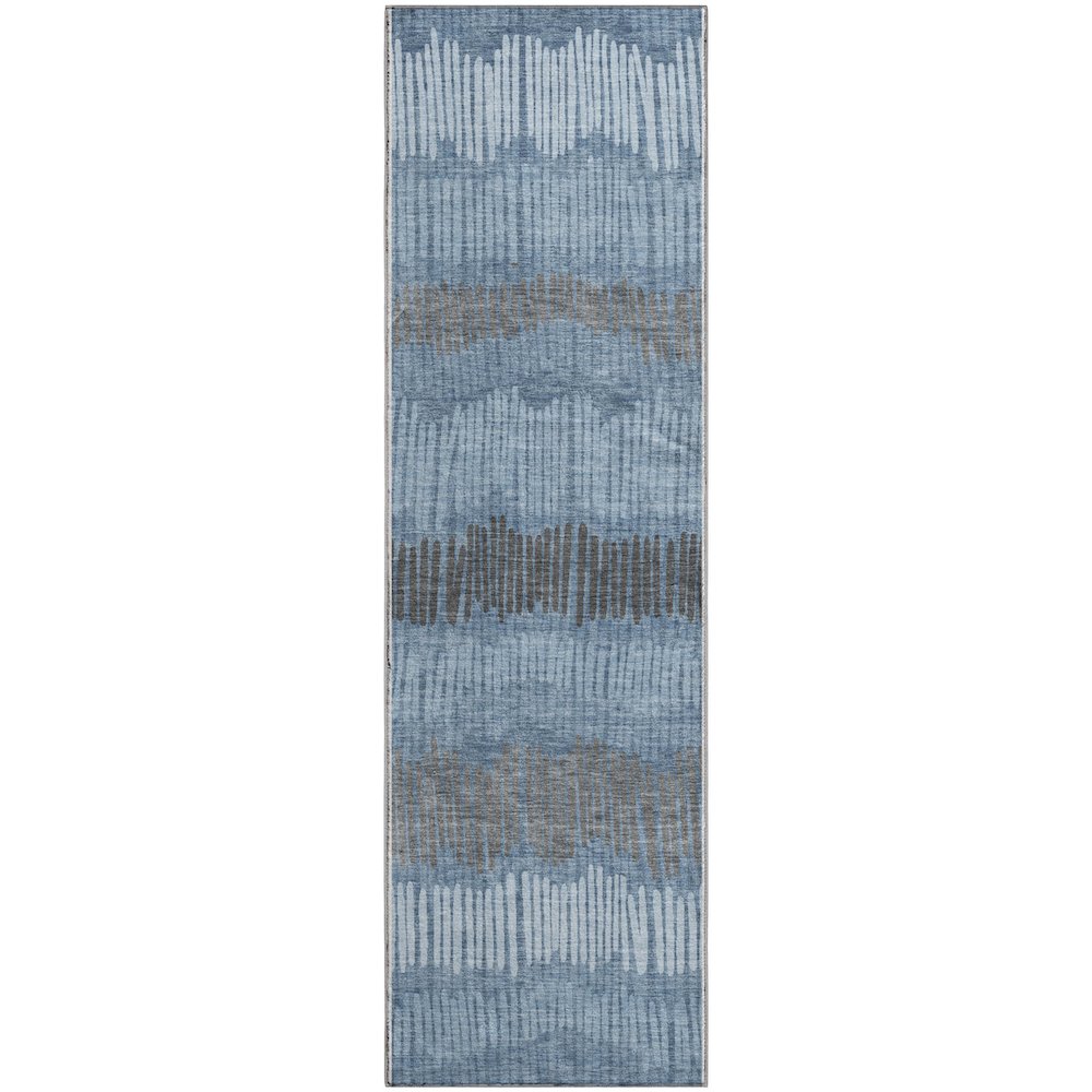 Premium Machine Washable Mayfield AMF889 Blue 2'3" x 7'6" Runner Rug. Picture 1