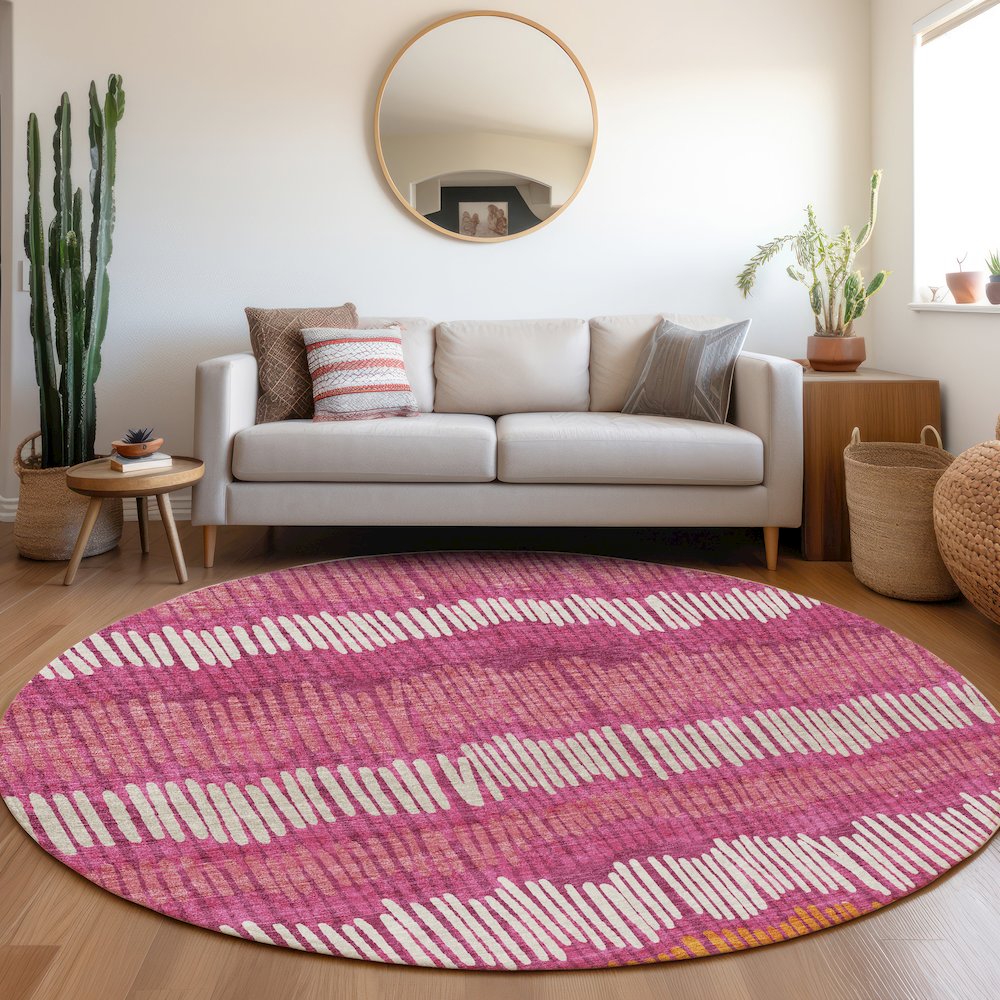 Premium Machine Washable Mayfield AMF889 Blush 8' x 8' Round Rug. Picture 5