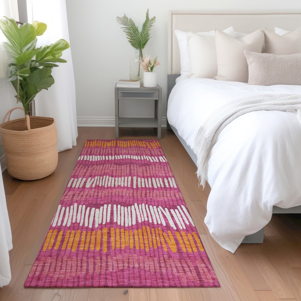 Premium Machine Washable Mayfield AMF889 Blush 2'3" x 7'6" Runner Rug. Picture 5