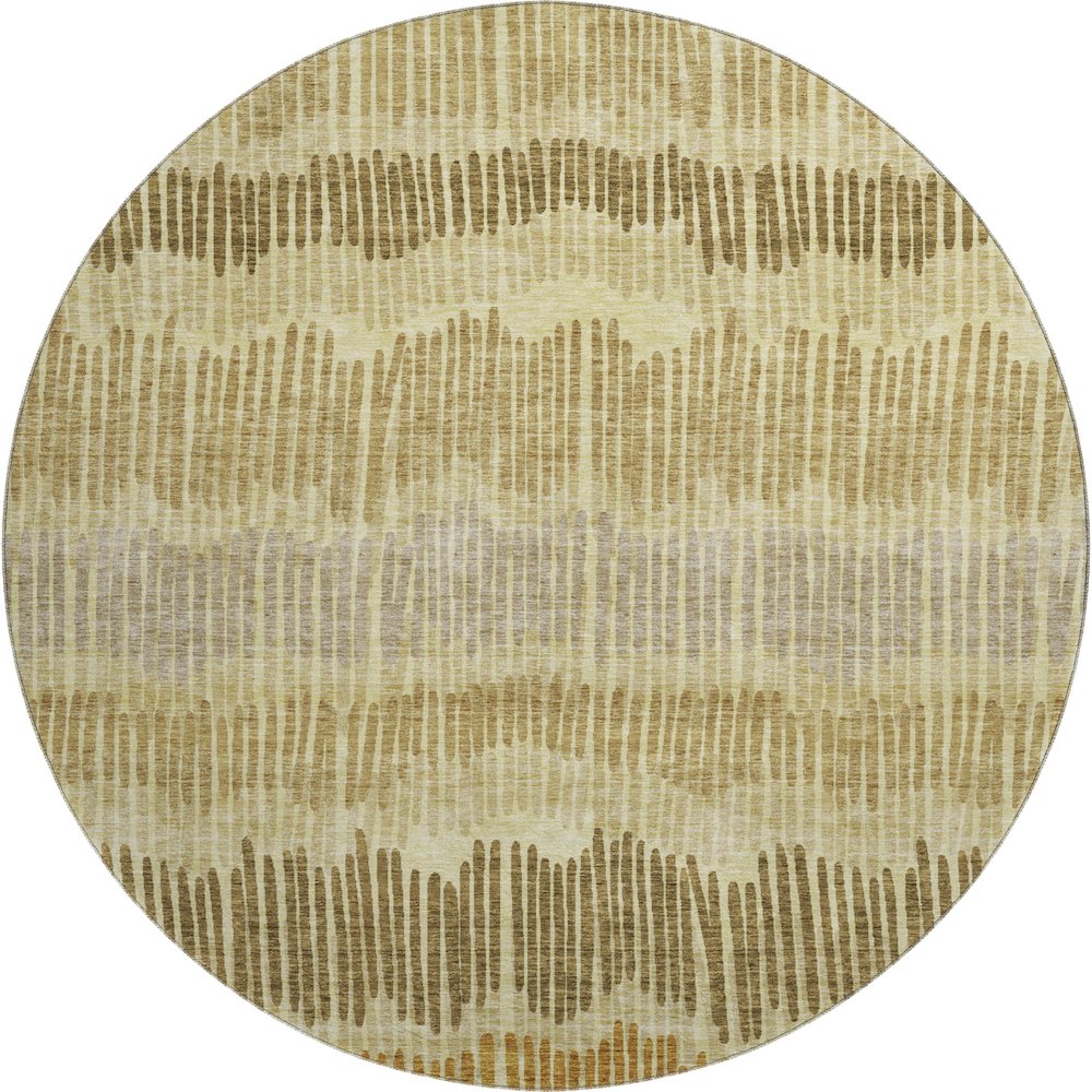 Premium Machine Washable Mayfield AMF889 Gold 8' x 8' Round Rug. Picture 1