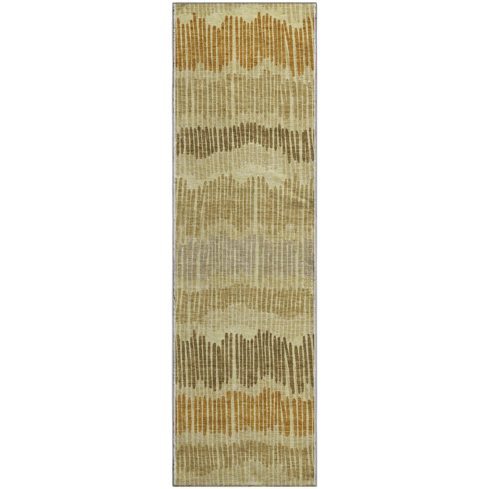 Premium Machine Washable Mayfield AMF889 Gold 2'3" x 7'6" Runner Rug. Picture 1