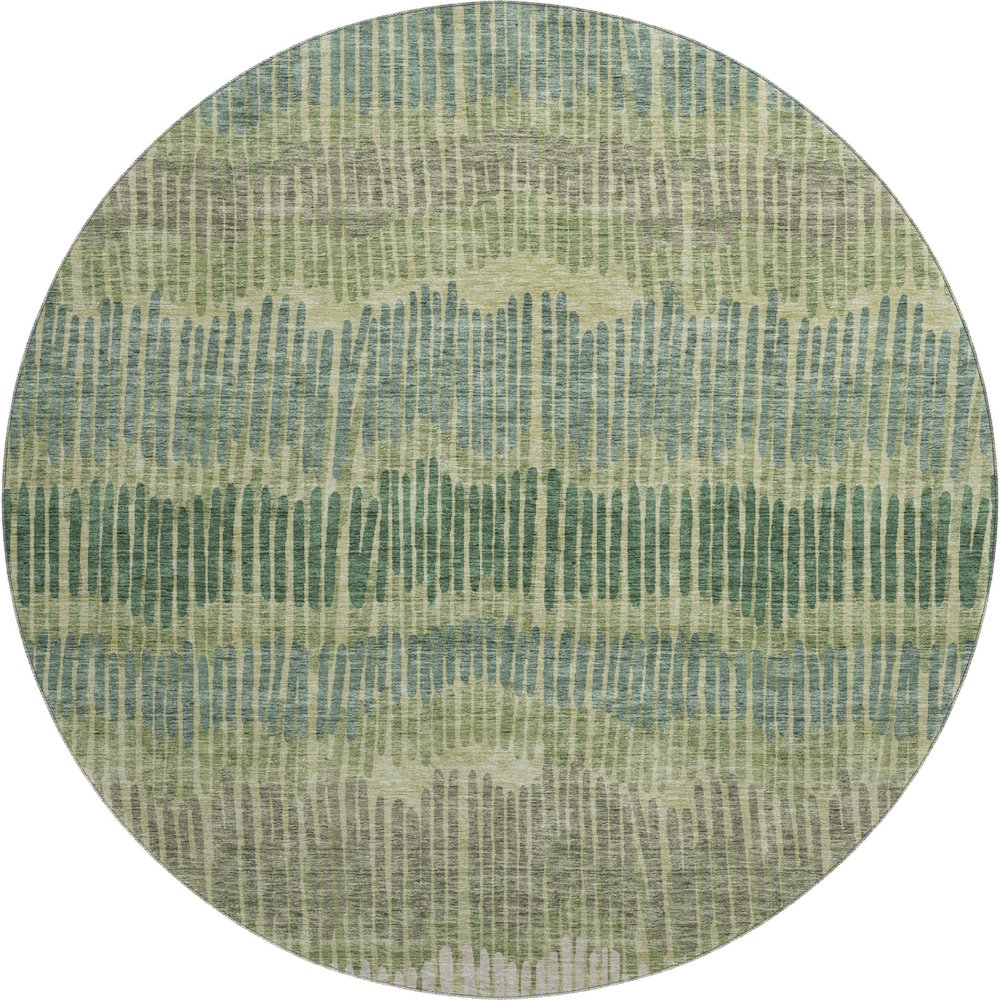 Premium Machine Washable Mayfield AMF889 Green 8' x 8' Round Rug. Picture 1