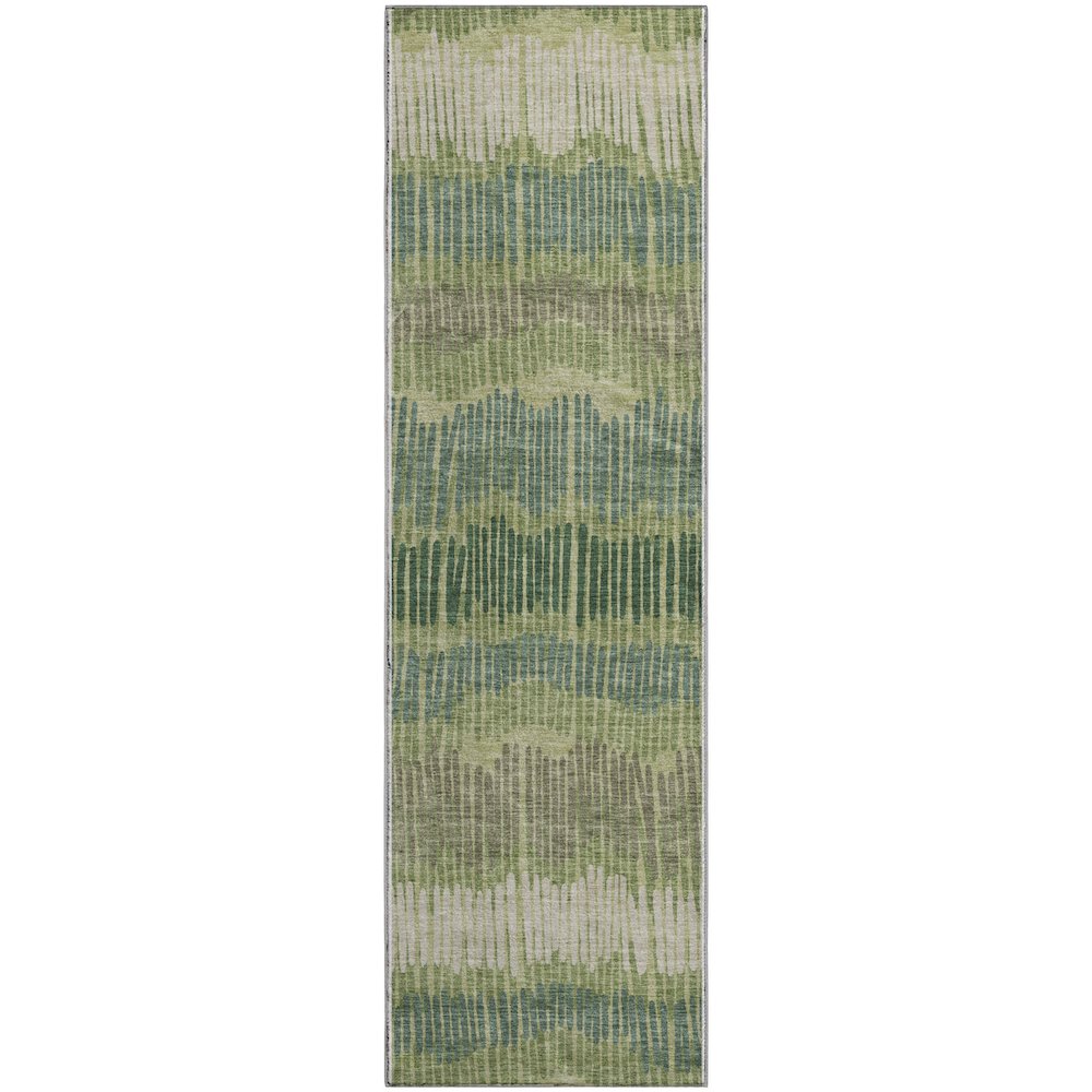 Premium Machine Washable Mayfield AMF889 Green 2'3" x 7'6" Runner Rug. Picture 1