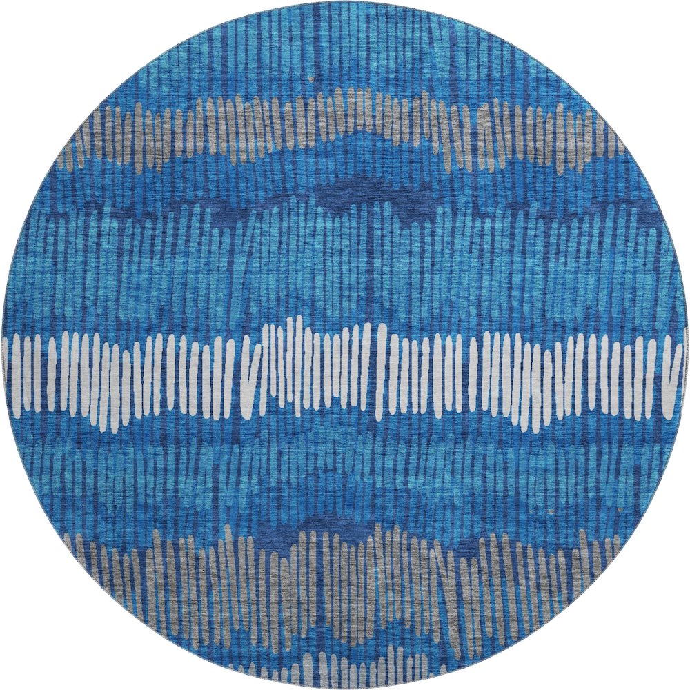 Premium Machine Washable Mayfield AMF889 Navy 8' x 8' Round Rug. Picture 1
