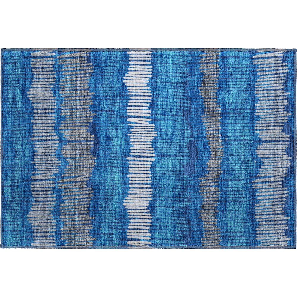 Premium Machine Washable Mayfield AMF889 Navy 1'8" x 2'6" Rug. Picture 1