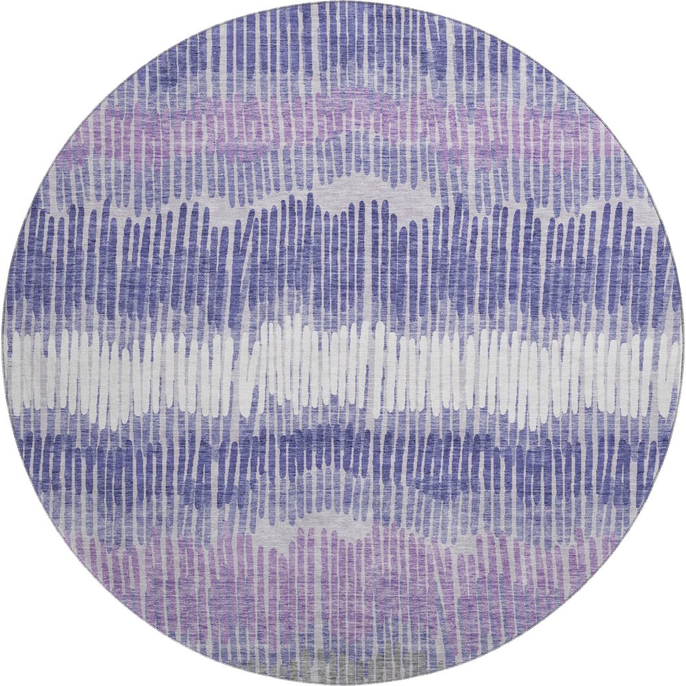 Premium Machine Washable Mayfield AMF889 Purple 8' x 8' Round Rug. Picture 1