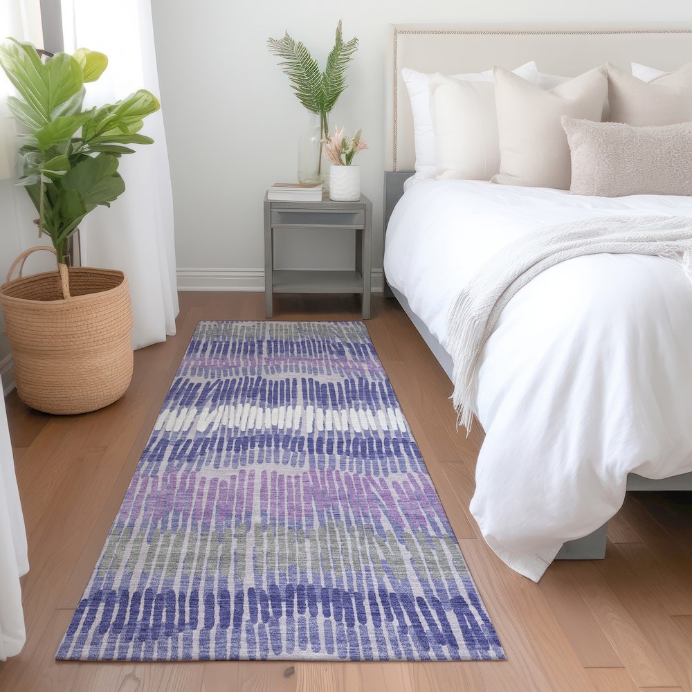 Premium Machine Washable Mayfield AMF889 Purple 2'3" x 7'6" Runner Rug. Picture 5