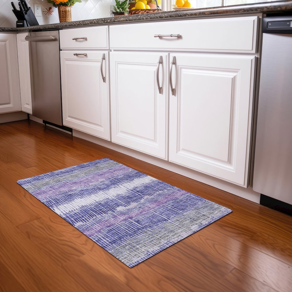 Premium Machine Washable Mayfield AMF889 Purple 1'8" x 2'6" Rug. Picture 5