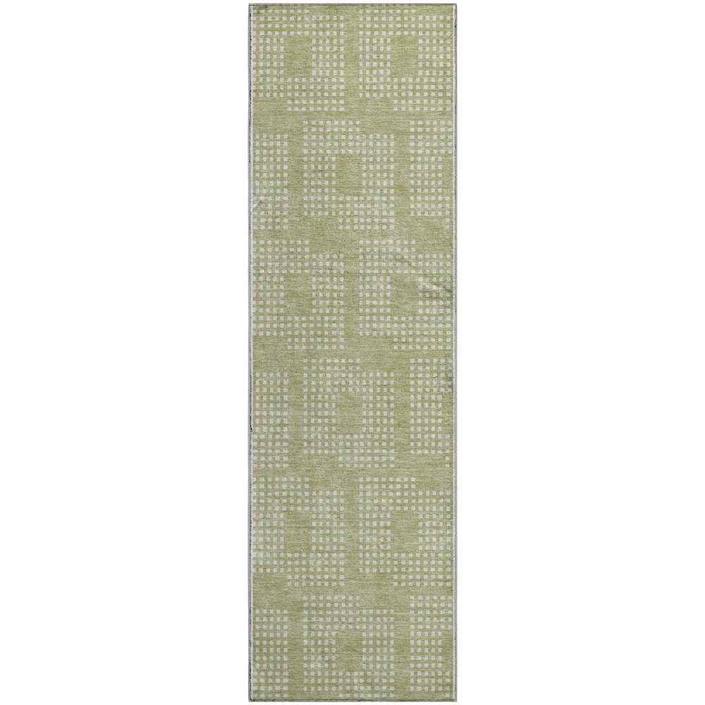 Premium Machine Washable Mayfield AMF890 Aloe 2'3" x 7'6" Runner Rug. Picture 1