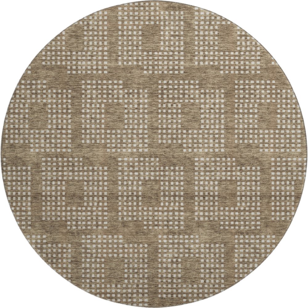 Premium Machine Washable Mayfield AMF890 Brown 8' x 8' Round Rug. Picture 1
