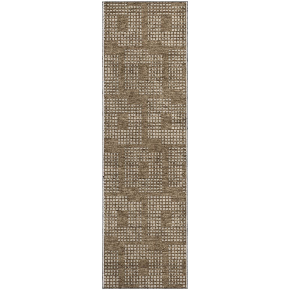 Premium Machine Washable Mayfield AMF890 Brown 2'3" x 7'6" Runner Rug. Picture 1