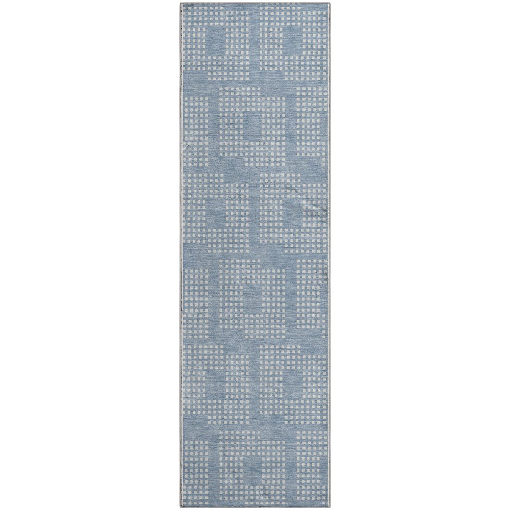 Premium Machine Washable Mayfield AMF890 Sky 2'3" x 7'6" Runner Rug. Picture 1