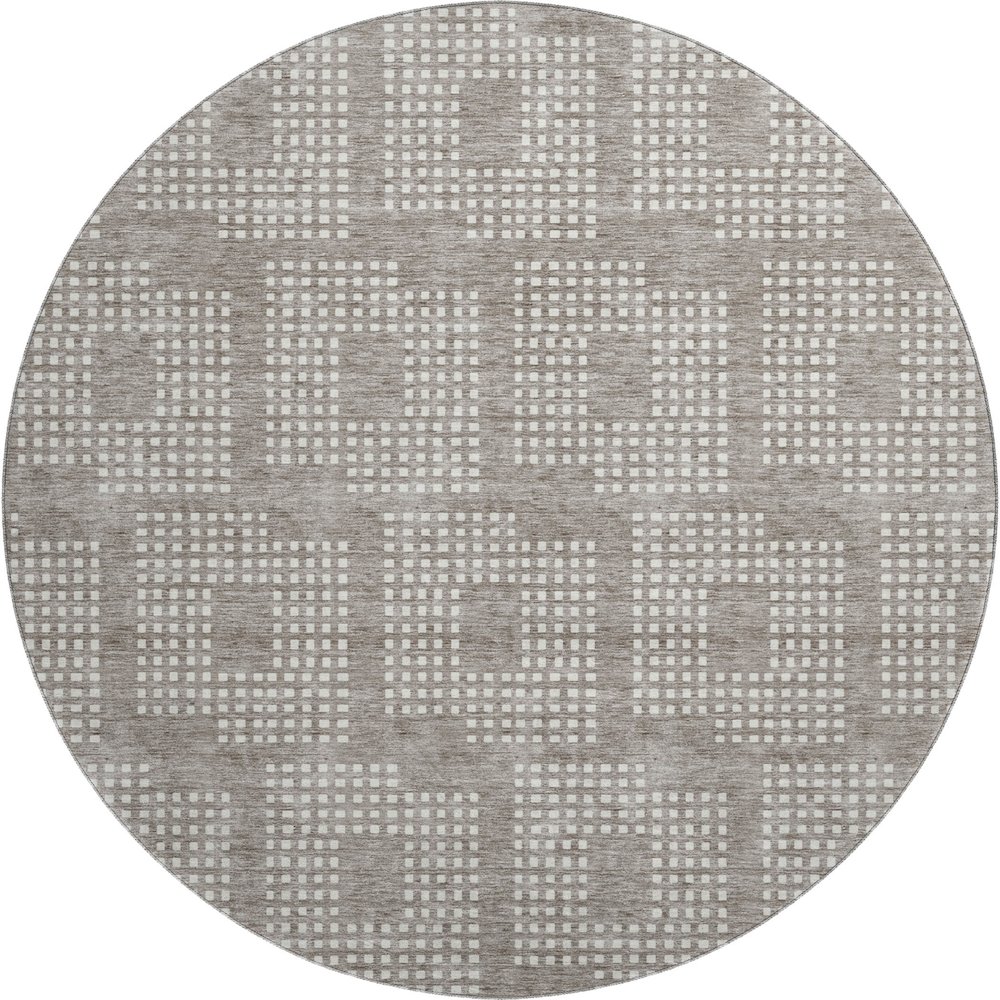 Premium Machine Washable Mayfield AMF890 Taupe 8' x 8' Round Rug. Picture 1