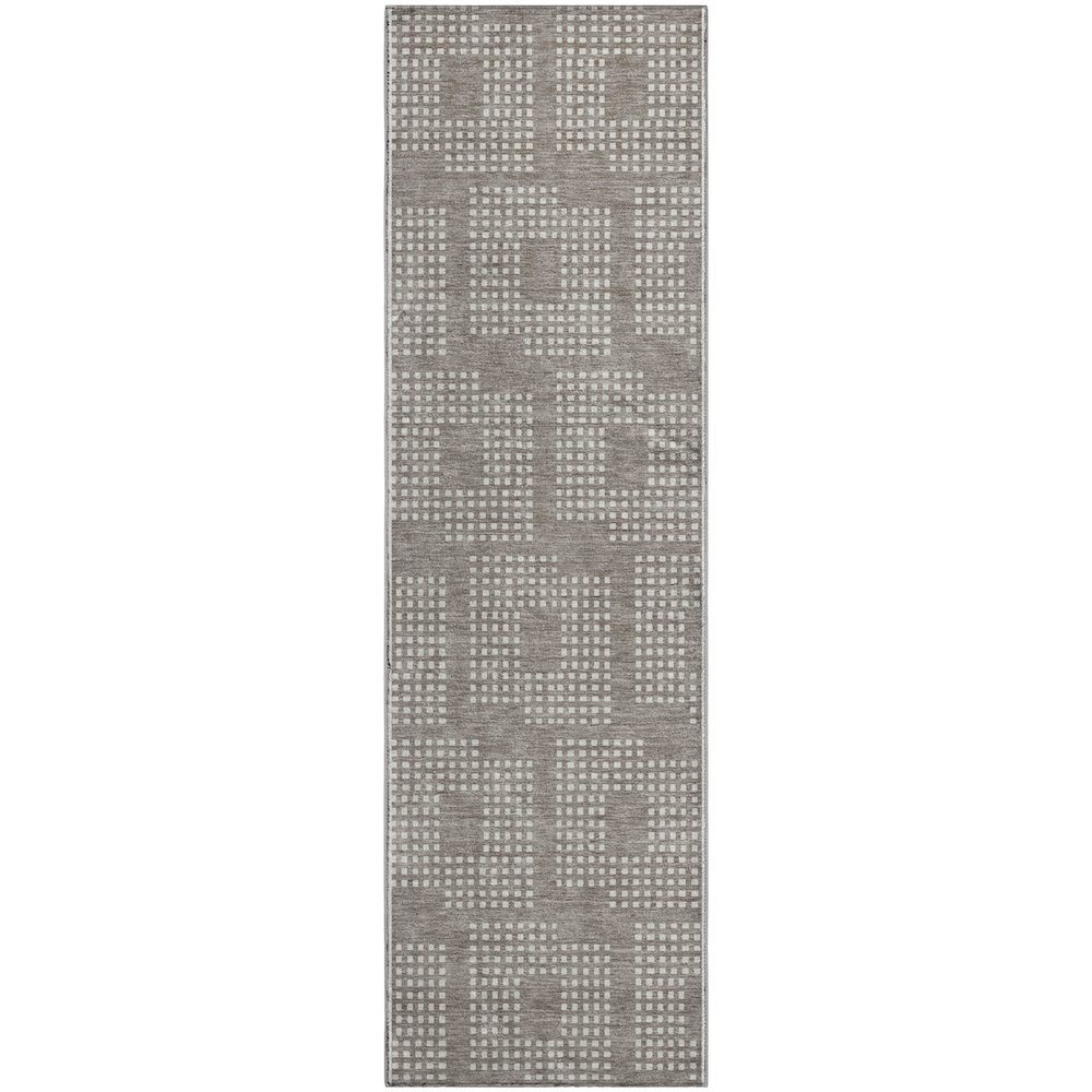 Premium Machine Washable Mayfield AMF890 Taupe 2'3" x 7'6" Runner Rug. Picture 1