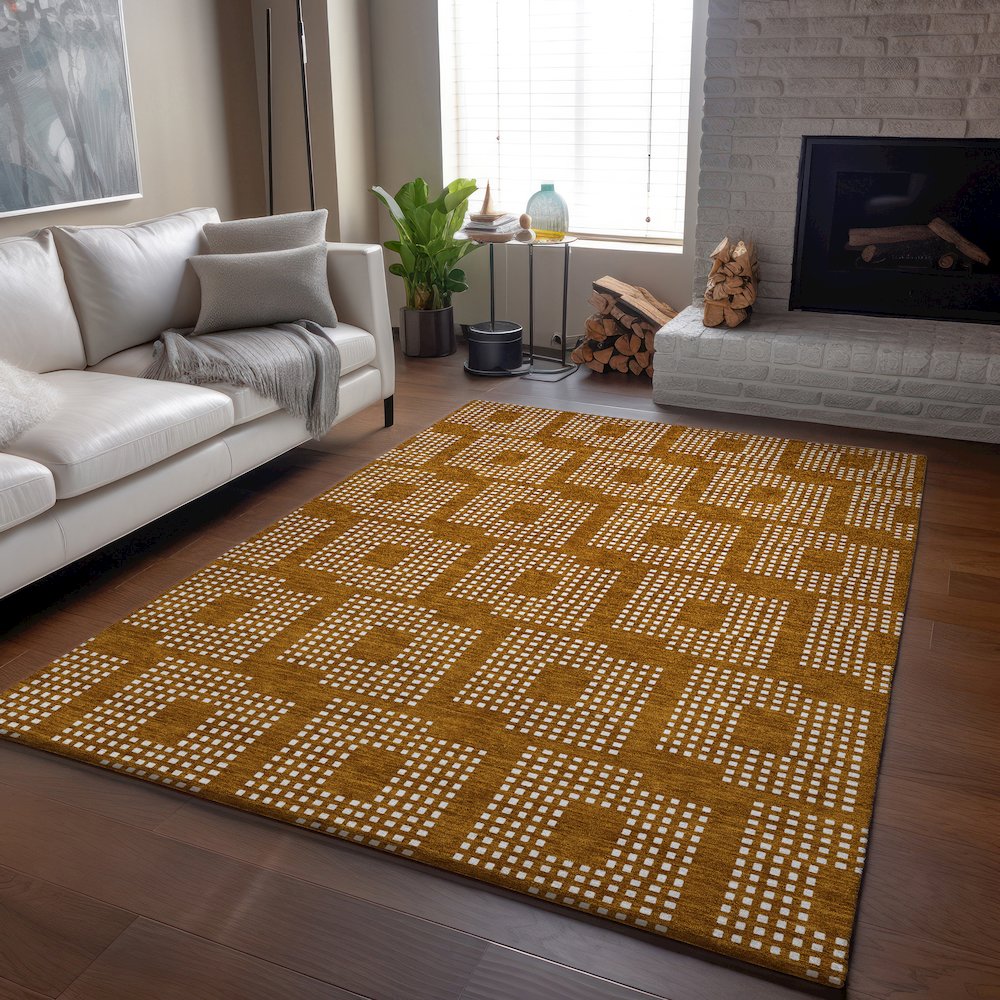 Premium Machine Washable Mayfield AMF890 Terracotta 2'6" x 3'10" Rug. Picture 6