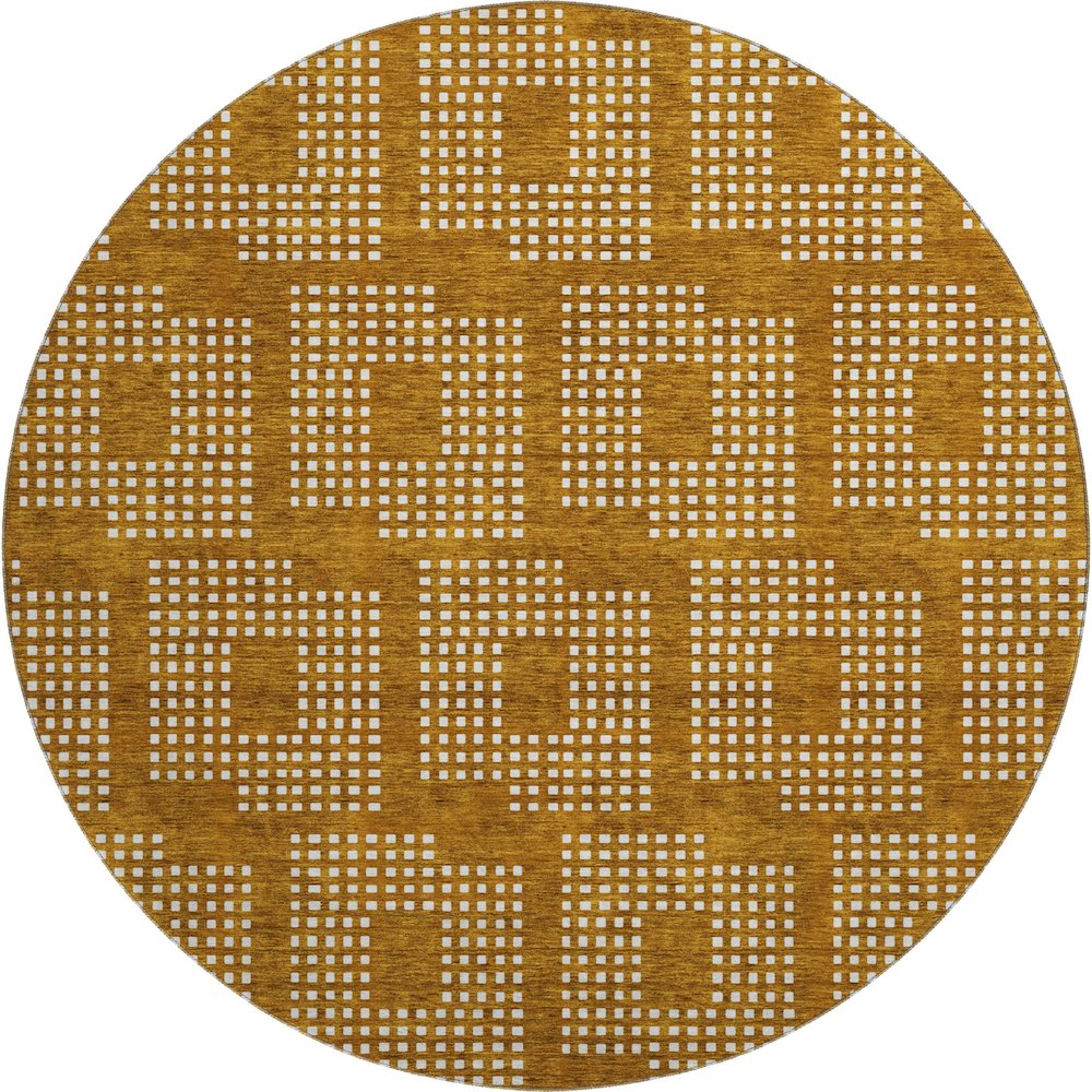 Premium Machine Washable Mayfield AMF890 Terracotta 8' x 8' Round Rug. Picture 1
