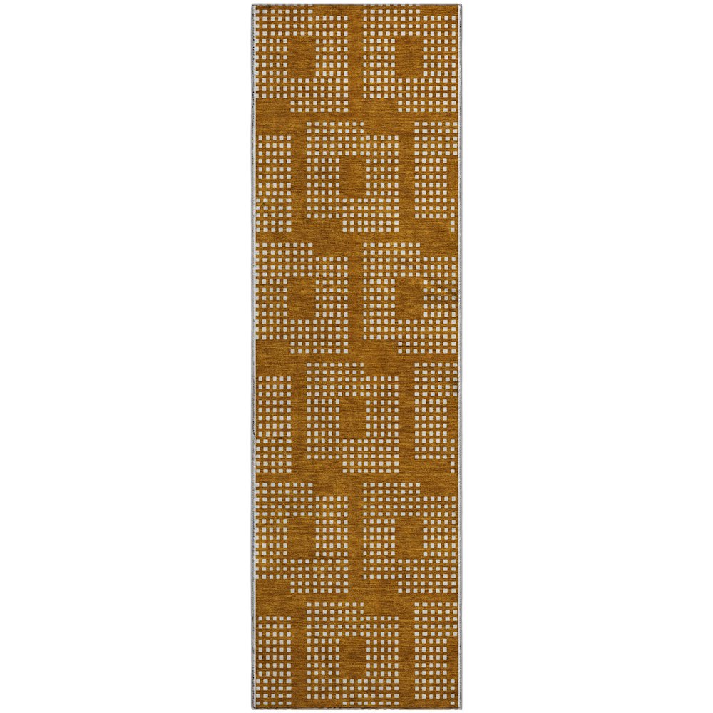 Premium Machine Washable Mayfield AMF890 Terracotta 2'3" x 7'6" Runner Rug. Picture 1
