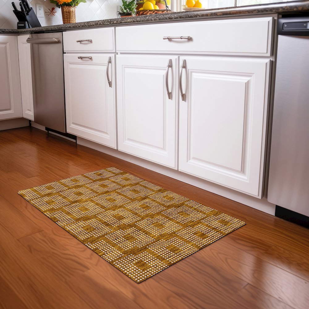 Premium Machine Washable Mayfield AMF890 Terracotta 1'8" x 2'6" Rug. Picture 5