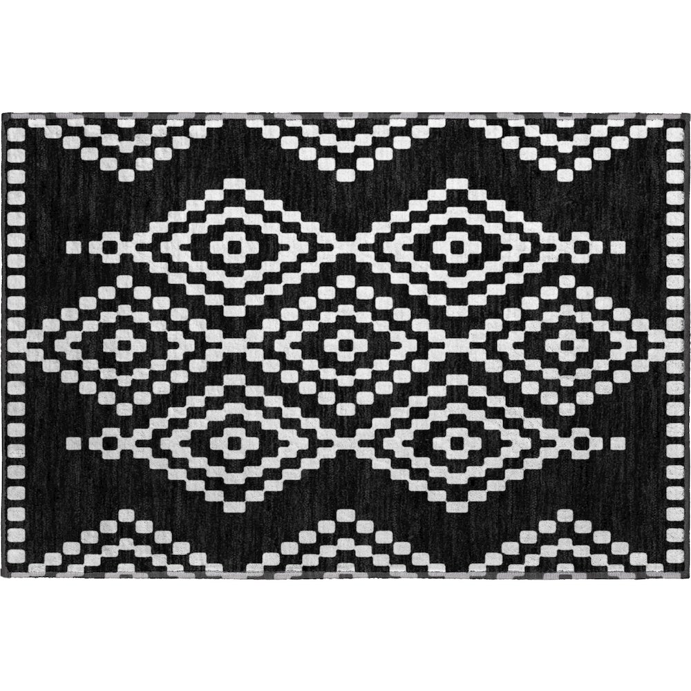 Premium Machine Washable Mayfield AMF891 Black 1'8" x 2'6" Rug. Picture 1